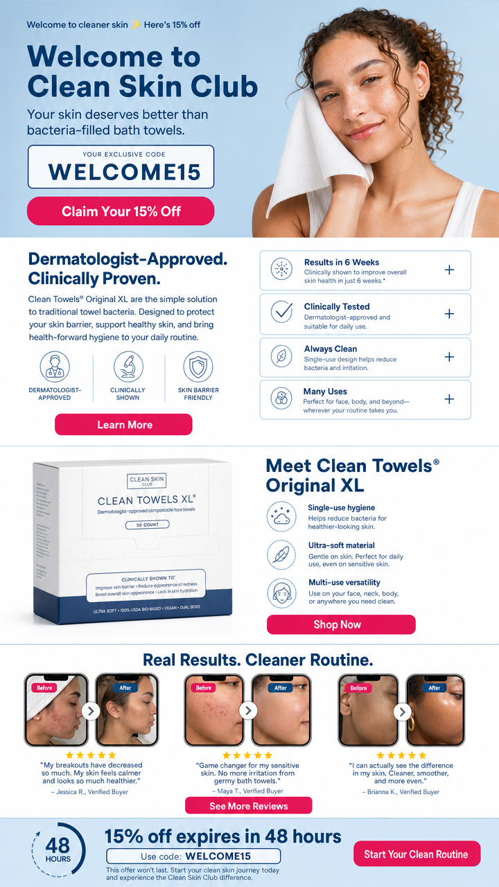 Welcome email MailPanda designed for Clean Skin Club